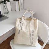 Cyflymder 1 Pc Minimalist Letter Black and White Canvas Bag Fashion Large  Shopping  Bag Fabric Reusable Women Shoulder Tote Bag