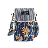 Cyflymder New Fashion Women's Small Shoulder Bag Cotton Flower Messenger Bag Girls 6-inch Large Screen Mobile Phone Bag