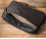 Cyflymder Men's leather wallet, handmade retro multifunctional cowhide zipper clutch, trendy personality clutch