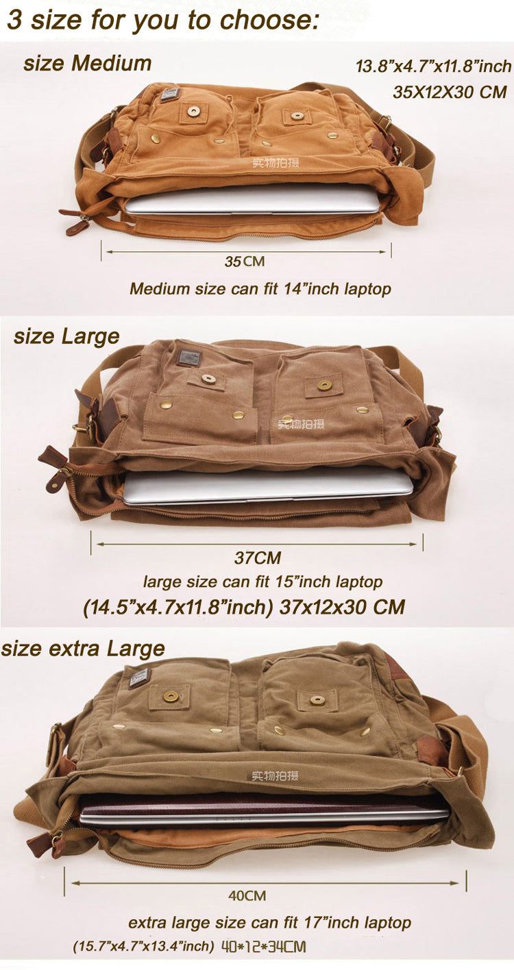 Cyflymder Military Canvas + Genuine leather Men Messenger Bag Canvas S –  cyflymder