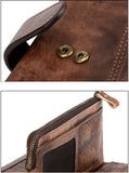 Cyflymder Vintage Fashion Wax oil skin Long Purse Genuine Leather Notecase For Ladies Girls 2 Folds Long Wallet RIFD Men Wallet