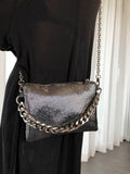 Cyflymder Fashion shiny women Sling bag brand design chain Crossbody Bags for Ladies small Clutch wallet female Shoulder Bags sliver bolsa