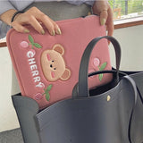 Cyflymder Korean Cherry Bear Laptop Ipad Sleeve Bag Pouch For  Mac Ipad Pro 9.7 10.5 10.9 11 13 Inch Tablet Cover Case Inner Storage Bag