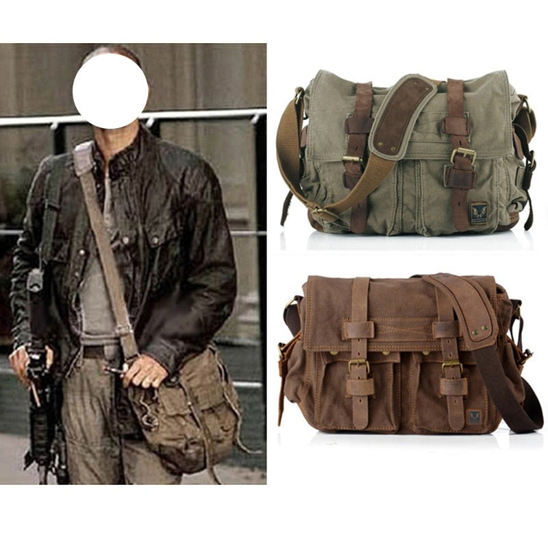 Vintage Crossbody Shoulder Bag Canvas Messenger Bag Military Satchel Sling  Bag V