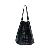 Cyflymder Women's Shoulder Bag Mesh Totes Net Beach Bag Foldable Handbag Fruit Grocery Shopping Bags Fashion Large Capacity