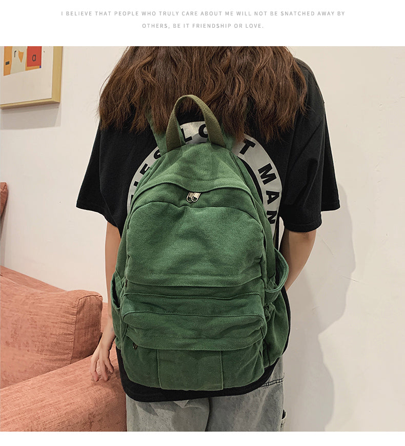 College Style Solid Color Women Backpack