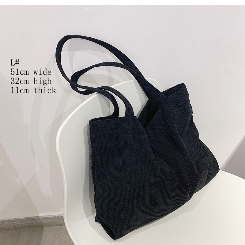 Cyflymder Corduroy Bag for Women Shopper Canvas Shoulder Tote Bag Zipper Environmental Storage Large Capacity Winter Designer Handbag