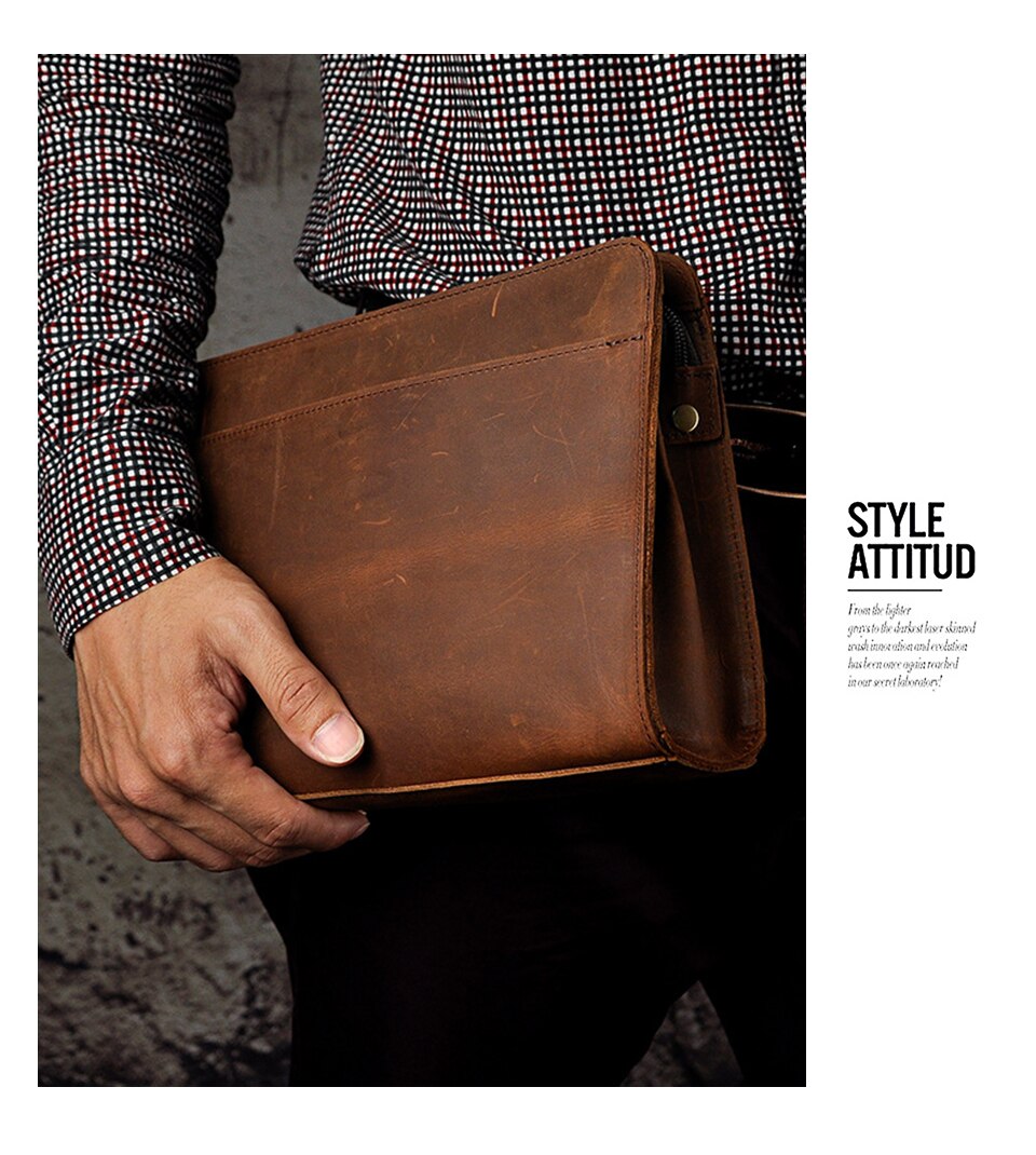 Cyflymder Hot Sale Brand Luxury Male Men Thick Real leather Vintage Coffee Under-arm Bag Organizer Wallet Purse Design Clutch Handbag