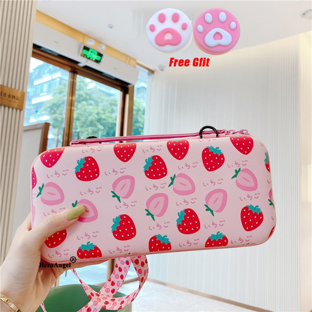 Cyflymder 12cm*26cm*5cm Fruits Portable Shoulder Strap Lanyard Travel Storage Bag For Nintendo Switch Game Console Box Shell Cover Case