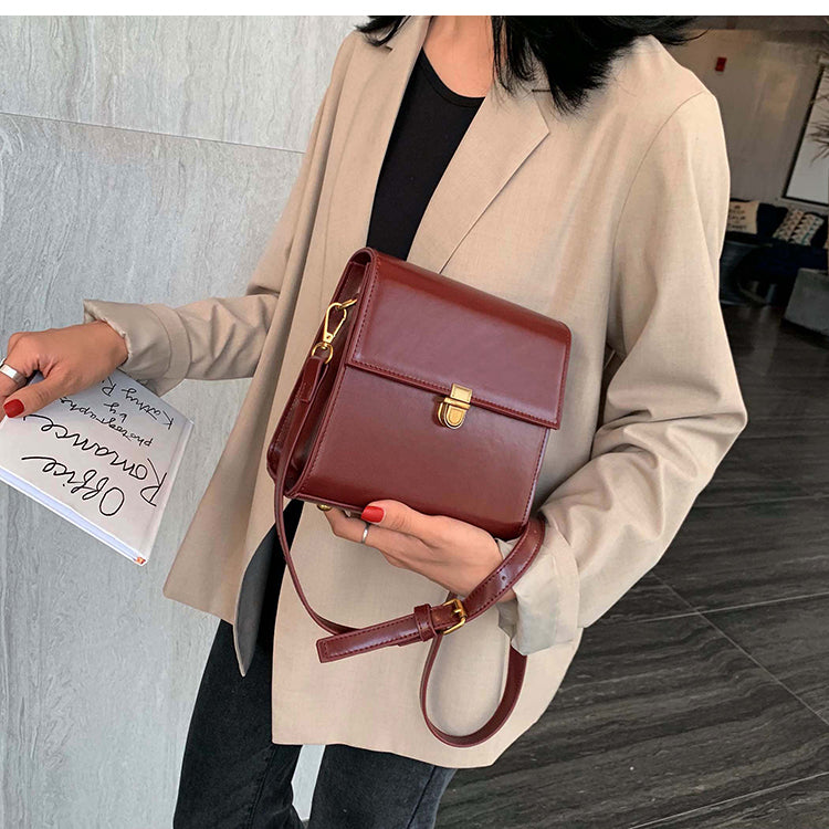 Cyflymder Simple Style Vintage Leather Crossbody Bags For Women Lock Luxury Shoulder Simple Bag Female Travel Handbags And Purses