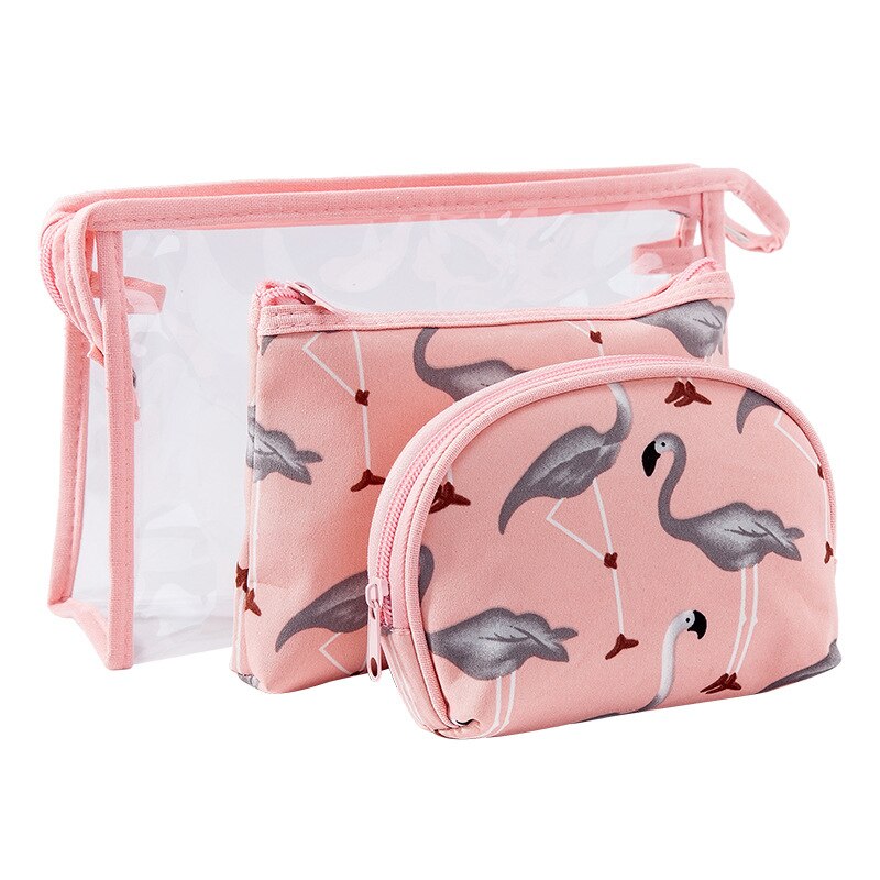 Cyflymder 3 pc Waterproof Transparent PVC Makeup Bag Travel Organizer Clear Beautician Cosmetic Bag Beauty Toiletry Make Up Pouch Wash Bag