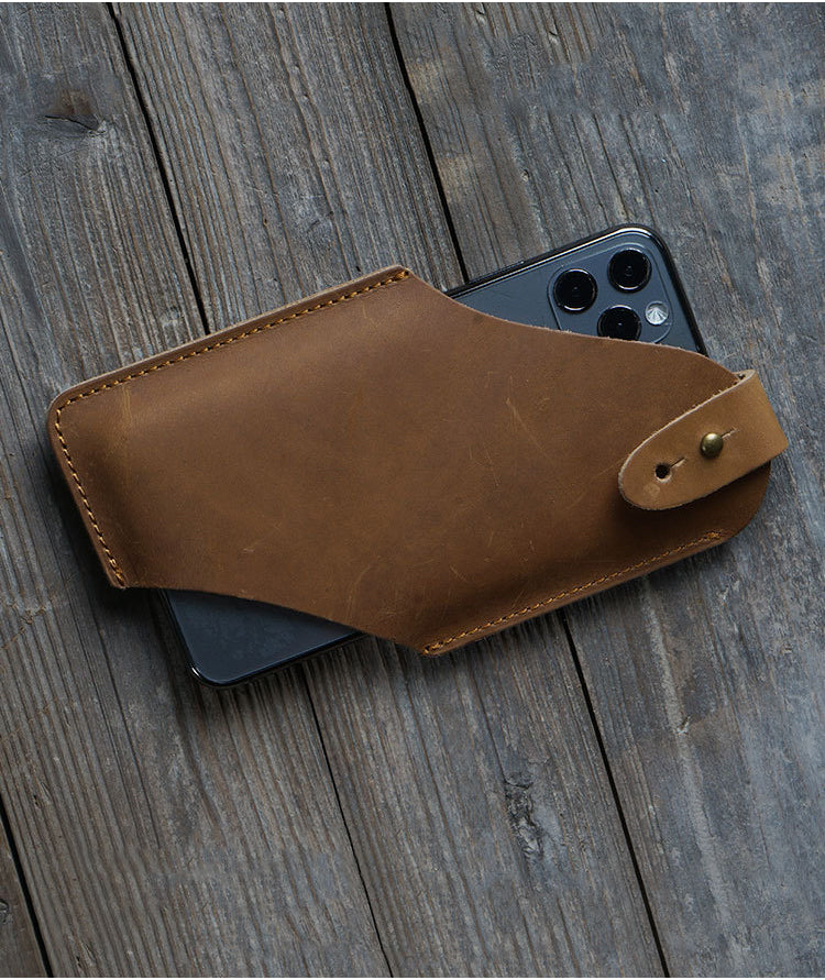 Cyflymder Genuine Leather Waist Cellphone Bag For Men Male Vintage Travel Sport Portable Mobile Phone Cover Case Holder Holster