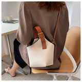 Cyflymder Contrast color Tote Bucket bag Fashion New High-quality PU Leather Women's Designer Handbag Travel Shoulder Messenger Bag