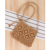 Cyflymder Women's Bohemian Style Straw Woven Day Clutches Bags Fashionable Simple Tassel Causal Handbag Vintage Beach Bag For Women Girl