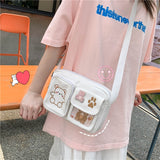 Cyflymder Women's Messenger Bags Ladies Canvas Printed Cute Bear Bag Lady Sweet Cartoon Student Shoulder Bag School Bag