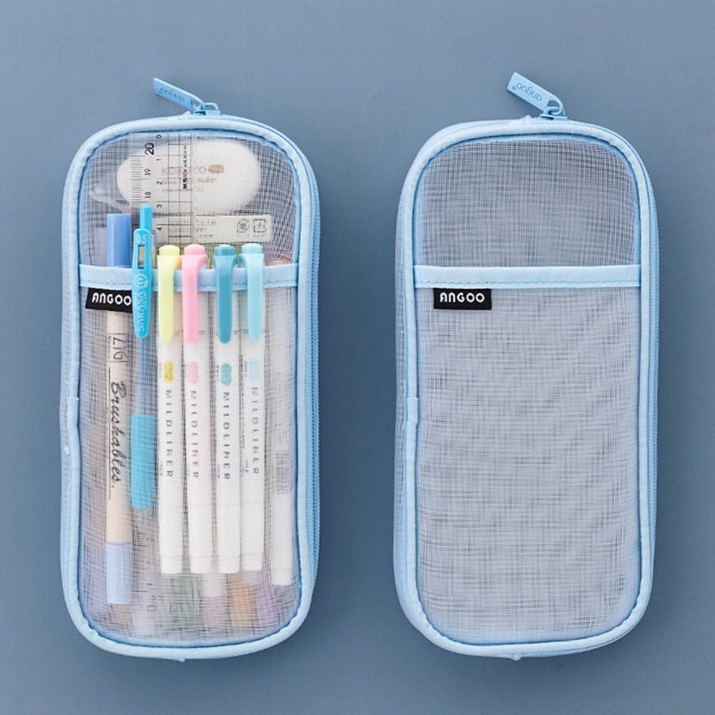 Cyflymder Korean Fashion Transparent Pencil Case Pouches Simple Macaroon Large Capacity Pencil Bag Stationery Organizer Pencilcase Holder