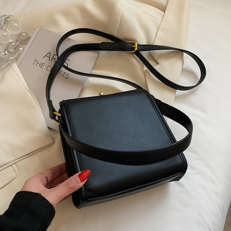 Cyflymder Vintage Square Tote Armpit bag LEFTSIDE New High-quality PU Leather Women's Designer Handbag Solid color Shoulder Messenger Bag