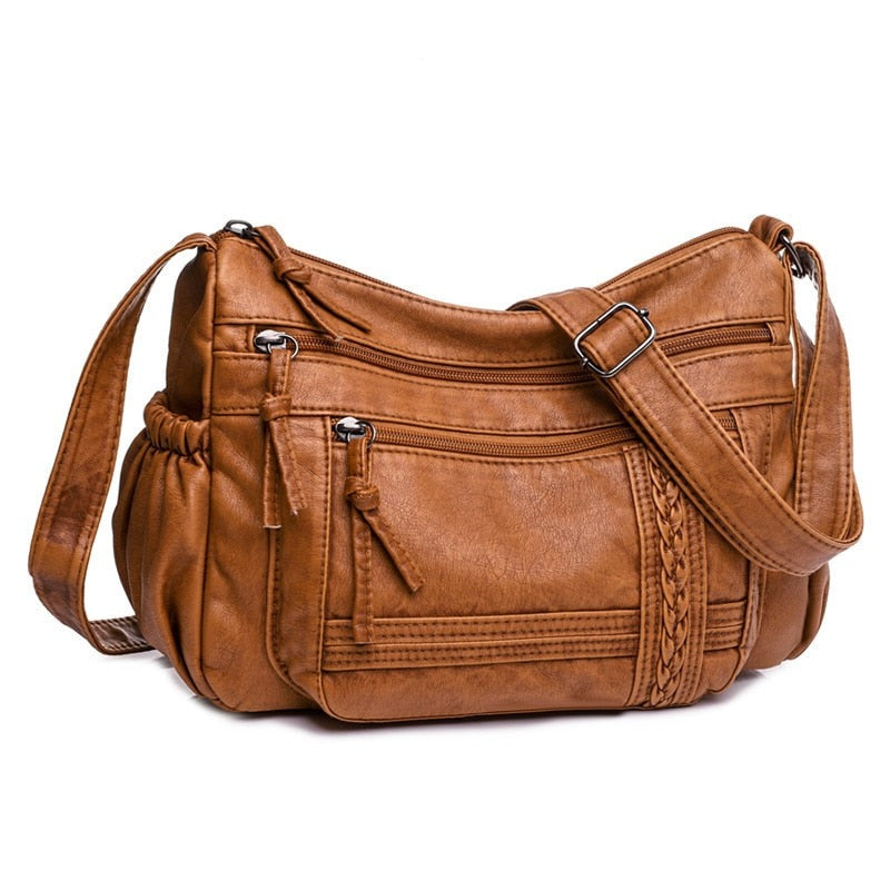 Cyflymder Luxury Shoulder Bags for Women Vintage Messenger Bag Soft Pu Leather Crossbody Bag Brown Leather Handbag Purse