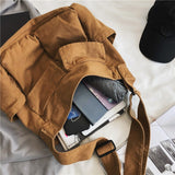 Cyflymder Women's Canvas Shoulder Bags Casual Shopping Bags Female Large Capacity Tote Ladies Solid Color Shoulder Crossbody Bag
