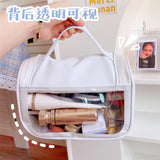 Cyflymder PU Women Kawaii Travel Storag Toiletry Organize Bag Waterproof PVC Portable Transparent Cosmetic Makeup Bags Females Wash Bag