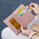 Cyflymder Fashion Women Folding Short Wallets Zipper Mini PU Leather Female Coin Purses Ladies Multifunction Hasp Clutch Card Holder