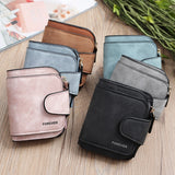 Cyflymder Women's Multi-Function Short Wallets PU Leather Matte High-Capacity Casual Coin Purse Zipper Pocket Hasp Card Holder Clutch