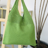 Cyflymder casual hollow woven women shoulder bags designer knitting handbags large capacity tote summer beach bag big purses shopper sac
