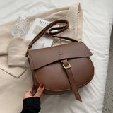 Cyflymder Small PU Leather Saddle Crossbody Bags for Women Winter Simple Solid Color Luxury Shoulder Underarm Handbags and Purses
