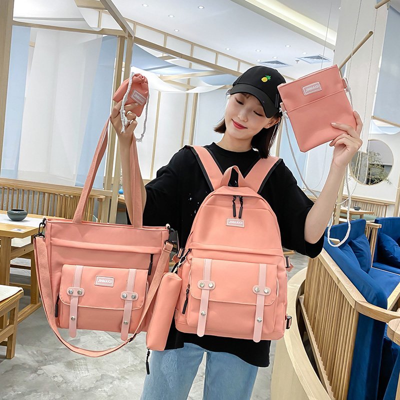 Cyflymder 5 pcs sets canvas Schoolbags For Teenage Girls Women Backpacks Laptop keychain School Bags Travel Bagpack Mochila Escolar