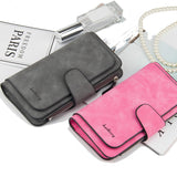 Cyflymder New Zipper Buckle Women Wallets Three Fold Multi-card Wallet Frosted Two-color Fabric Card Bag Coin Purse