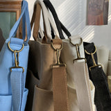 Cyflymder Woman Canvas Tote Shoulder Messenger Bag Handbag With An External Pocket Reusable Grocery Shopping Bags Zipper Closure