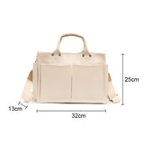 Cyflymder Canvas Simple Totes With Many Pockets Messenger Bags Large Capacity Shoulder Bag Female Big Handbag