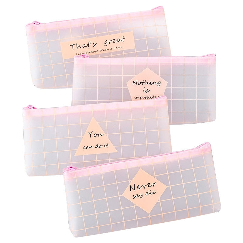 Lovely simple transparent letter octagonal pencil case small fresh