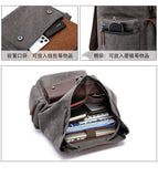 Cyflymder Fashion Canvas Backpack Bag Men Large Capacity Suit 17 Inch Laptop Drawstring Leather Cover Travel Rucksack Student Bookbag
