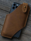 Cyflymder Genuine Leather Waist Cellphone Bag For Men Male Vintage Travel Sport Portable Mobile Phone Cover Case Holder Holster