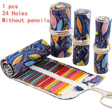 Cyflymder 12/24/36/48/72 Hole Colorful Cloth Pencil Case Stationery Cosmetic Pencil Storage Bag Pencil roll School Supplies