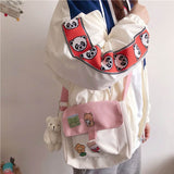 Cyflymder Shopping Bags Women Sweet Kawaii Printed Canvas Leisure Daily Shop Bag Crossbody Purse New