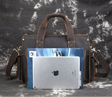 Cyflymder Grade Quality Laptop Briefcase Crazy Horse Genuine Leather Laptop Bags Notebook PC Shoulder Bag For Business Man Vintage