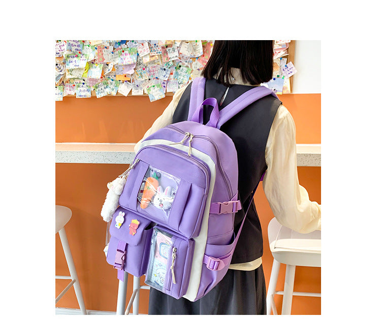 Cyflymder 4 Pcs Sets Children's School Backpack Kawaii Women's Backpack Bookbag School Bags For teens Girls mochilas New Year Gifts for Teen