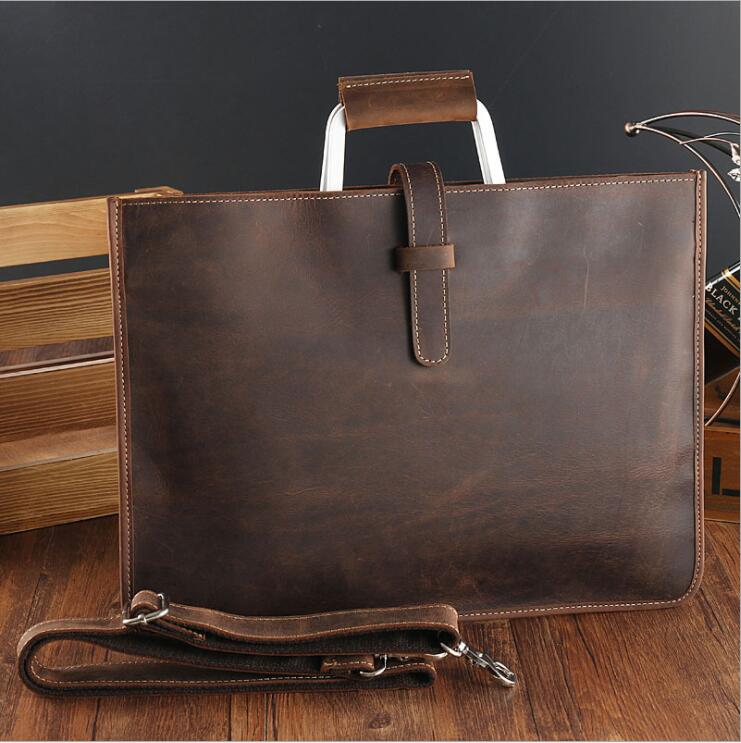 Cyflymder High Fashion Luxury Clutch Bag Men's A4 File Document Purse Wallet Top Layer Ipad Leather Business Bag Briefcase Cowkskin