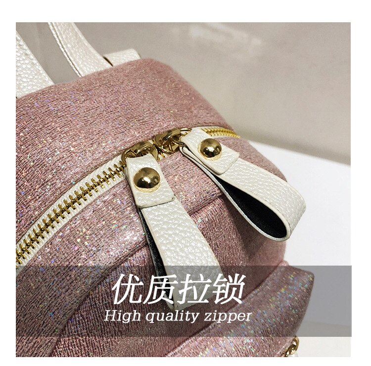Cyflymder Fashion Sparkles women Backpack small PU Leather Lady Shoulder Crossbody Bags Girl Backpacks Travel Bags Daypack bagpack pink