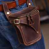 Cyflymder Retro crazy horse cowhide men's waist pack casual high-quality natural genuine leather motorcycle belt bag runner phone bag