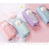 Cyflymder Cute Cat Decompression Pencil Case Big Pencil Box Portable Girls Pen Bag Double Layer School Pouch Kawaii Stationery Pensil Case