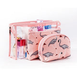 Cyflymder 3 pc Waterproof Transparent PVC Makeup Bag Travel Organizer Clear Beautician Cosmetic Bag Beauty Toiletry Make Up Pouch Wash Bag