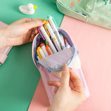 Cyflymder Kawaii Lucky Cat and Dinosaur Pen Pencil Bag Cartoon Schoolbag Shape Storage Organizer Pouch for Pens Stationery School
