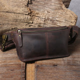 Cyflymder retro multifunctional genuine leather men's chest bag crazy horse cowhide waist pack sports small shoulder messenger bags
