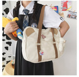 Cyflymder Japanese INS Harajuku Bear Ear School Clutch Bag Kawaii Lolita Canvas Handbag College Students Messenger Bag Cospaly Accessories