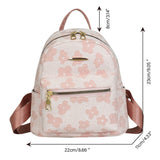 Cyflymder PU Leather Shoulder Mini Small Backpack Multi-Function Ladies Phone Pouch Pack Flower Print Ladies School Backpack Bag for Women