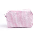 Cyflymder Ruffle Cosmetic Bags Pink/Purple Striped Storage Make Up Bags For Women Lady With Zipper Travel Bag