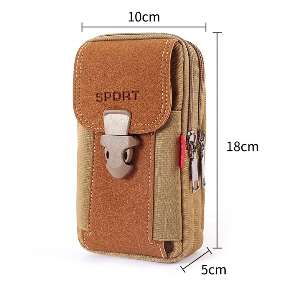 Cyflymder Vintage Men Solid Color PU Leather Waist Bag Casual Male Small Wallet Mobile Phone Bags Multi Layer Belt Pouch Coin Purse Cover